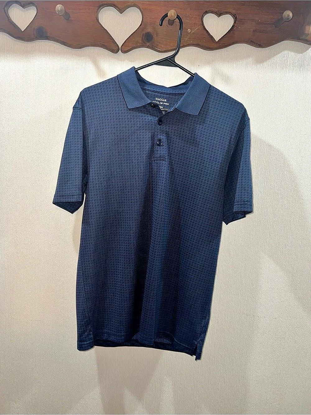 Haggar Cool 18 Pro Polo Shirt Mens Small Navy Blue Short Sleeve Golf Athletic